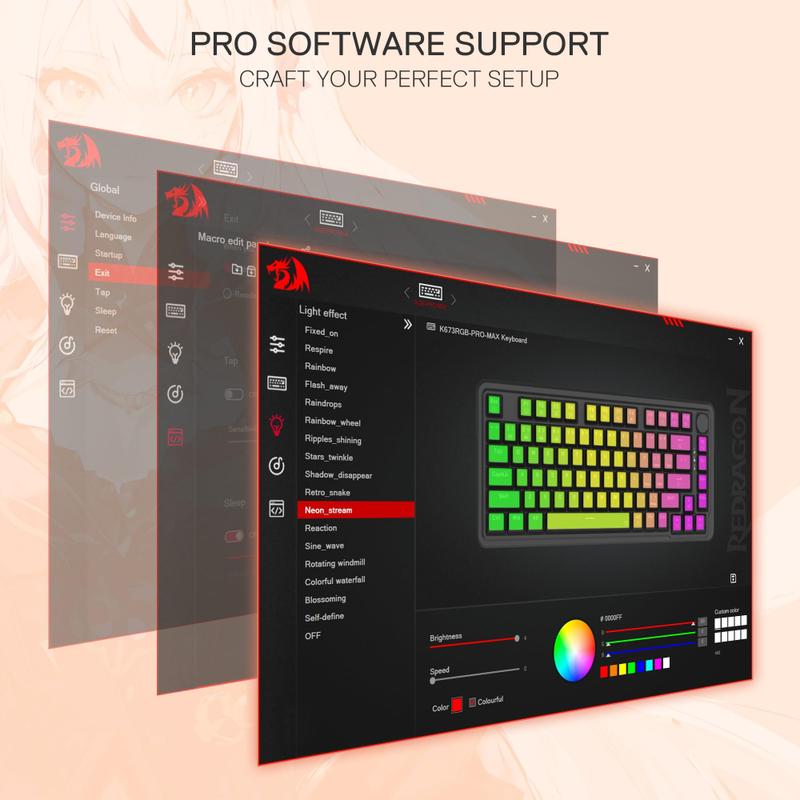 Teclado para jogos Redragon K673 PRO SE 75% 81 teclas sem fio